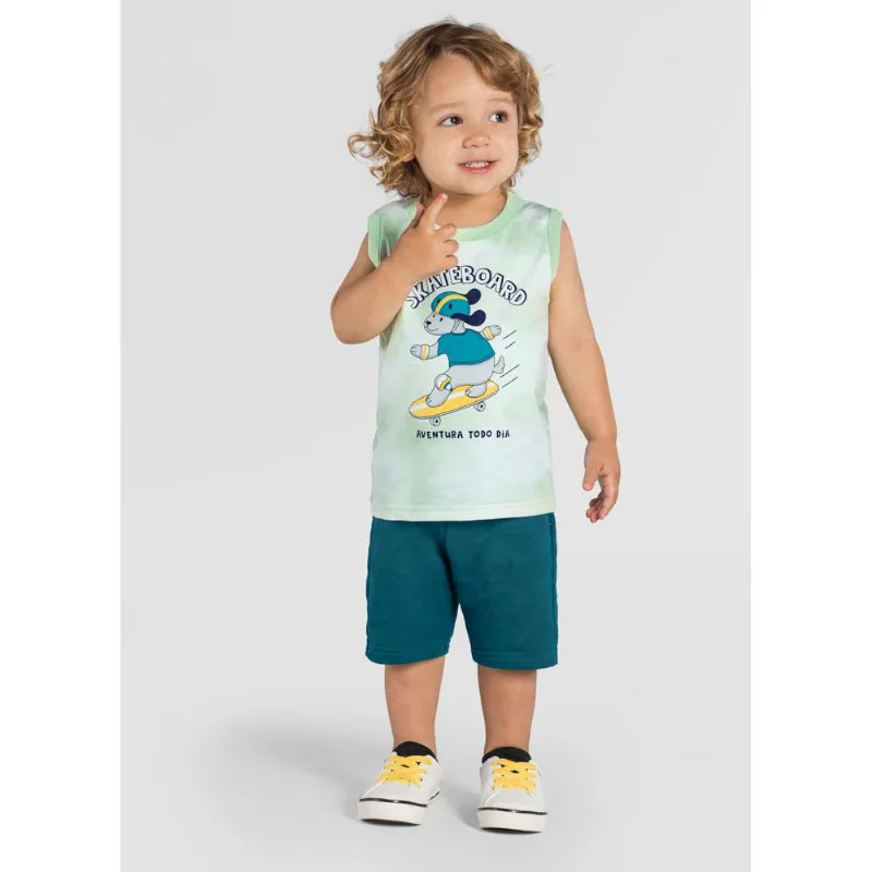 Conjunto infantil menino cachorrinho Brandili Verde 3