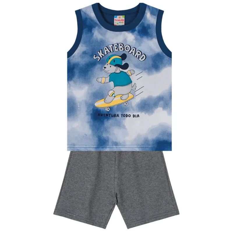 Conjunto infantil menino cachorrinho Brandili Azul 2