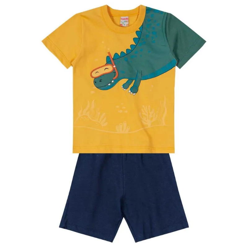 Conjunto infantil menino dinossauro Brandili Amarelo 1