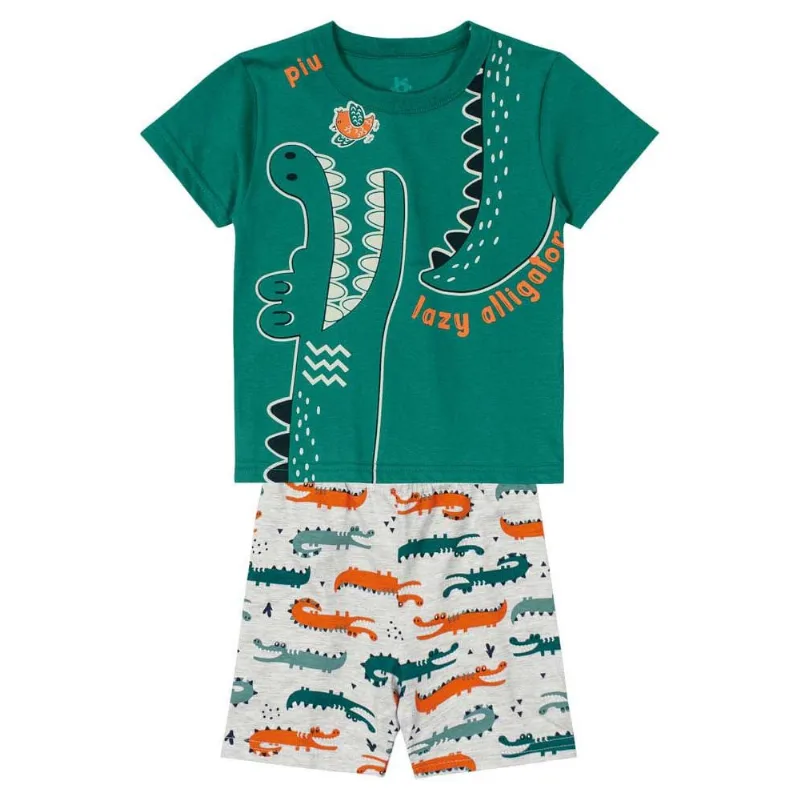 Pijama infantil menino de jacaré Brandili Verde 12