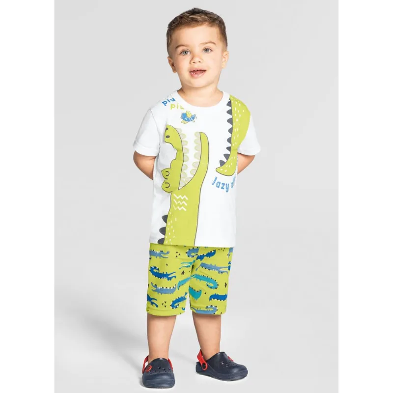 Pijama infantil menino de jacaré Brandili Branco 4