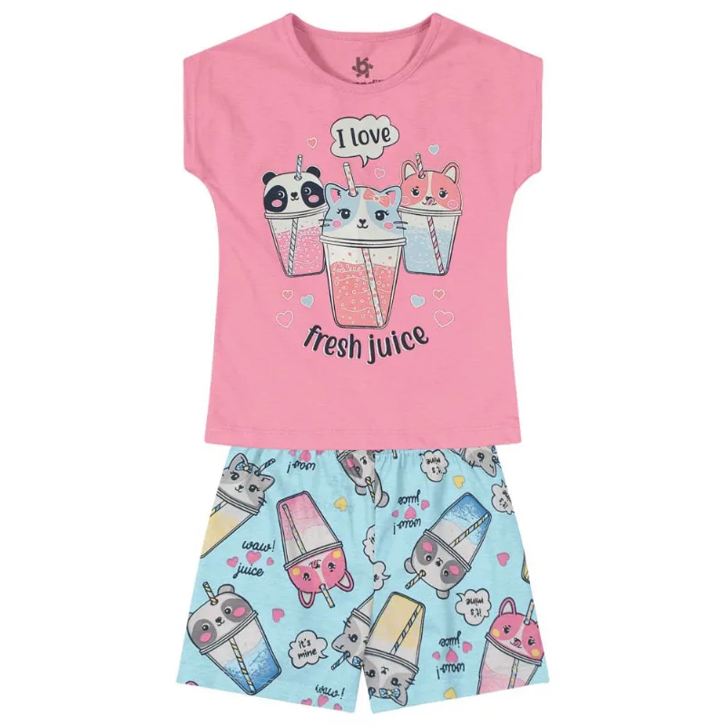 Pijama infantil menina de animais Brandili Rosa 1