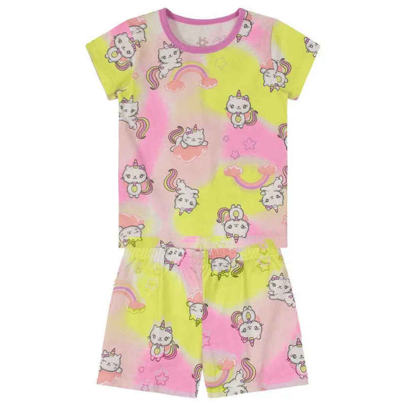 Pijama infantil menina de gatinhos Brandili Verde 10