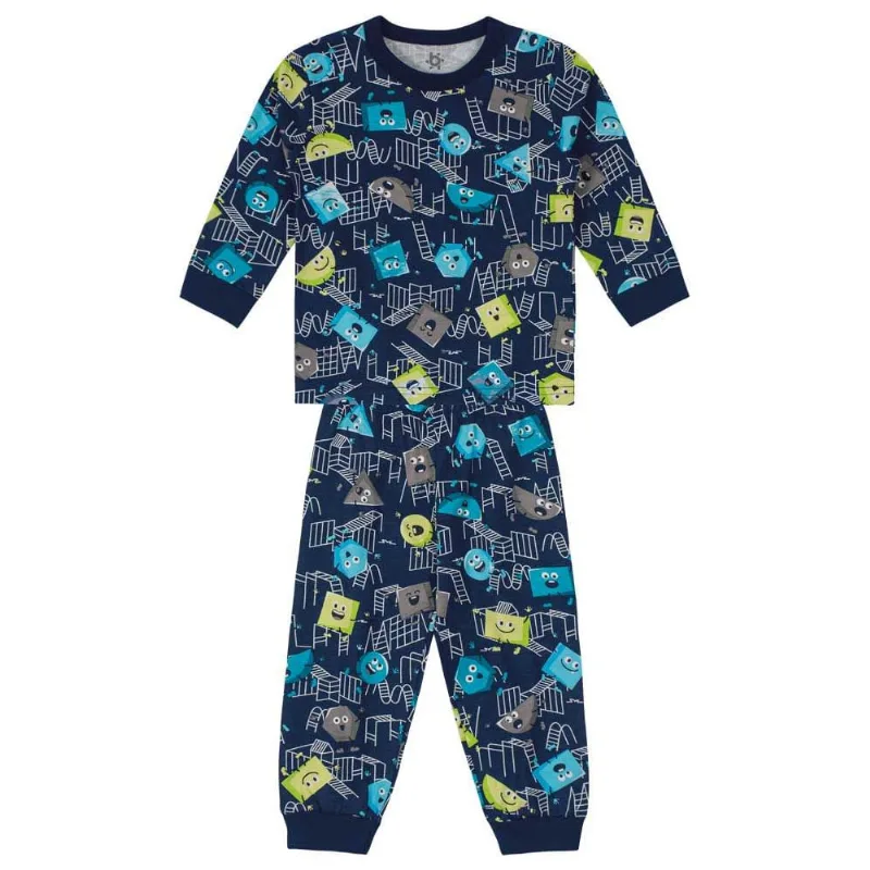 Pijama infantil menino geométrico Brandili Azul 3