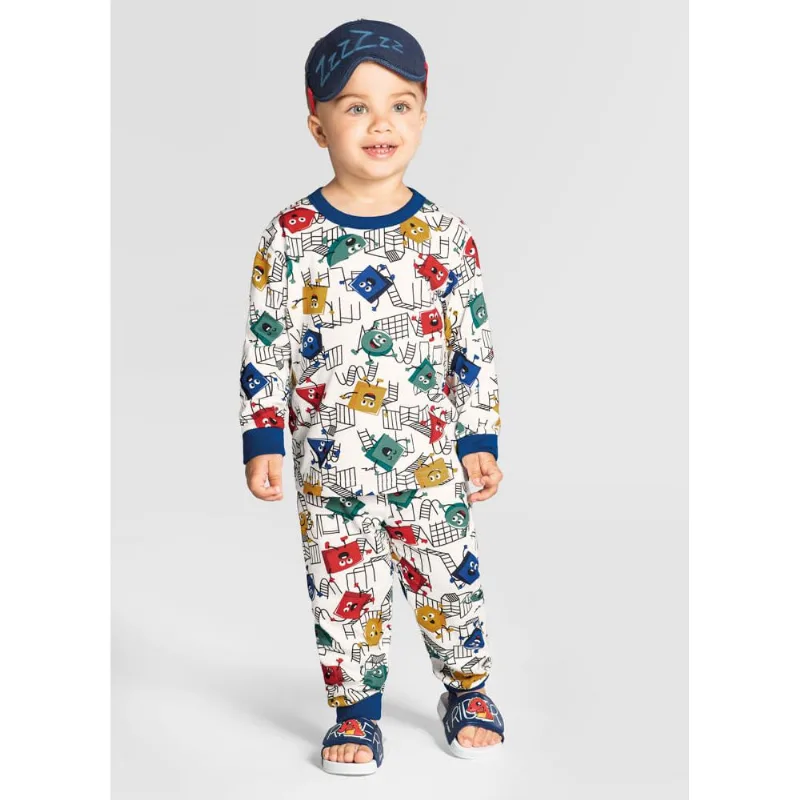 Pijama infantil menino geométrico Brandili Natural 6