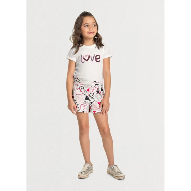 Conjunto infantil menina com corações Mundi Natural 10