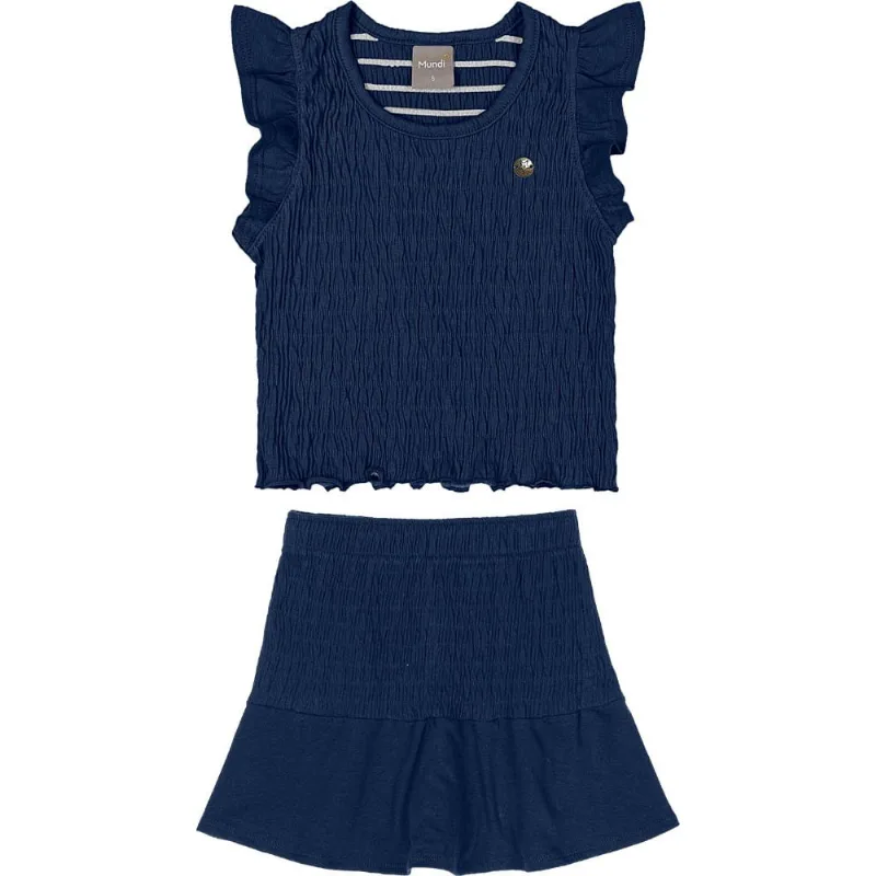 Conjunto infantil menina com textura Mundi Azul 10