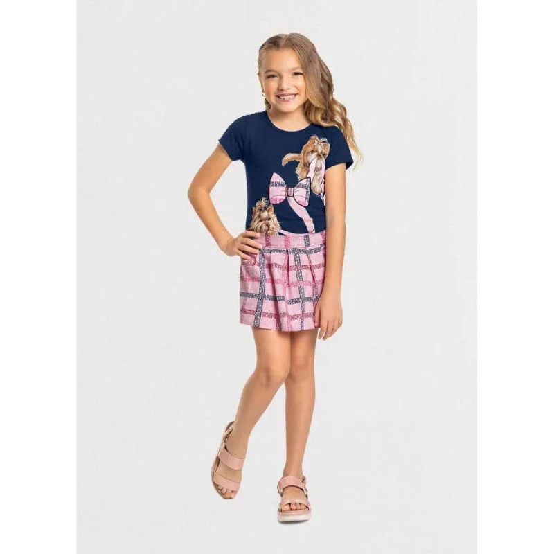 Conjunto infantil menina cachorrinho Mundi Azul 12