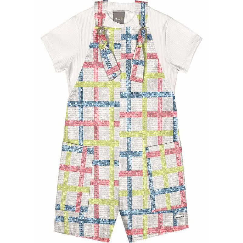 jardineira e blusa infantil menina quadriculada Mundi Natural 4