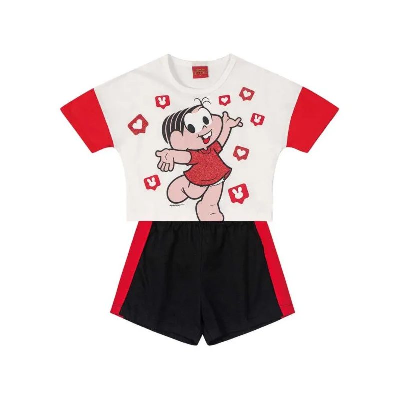Conjunto infantil menina Turma da Mônica Brandili Natural 4