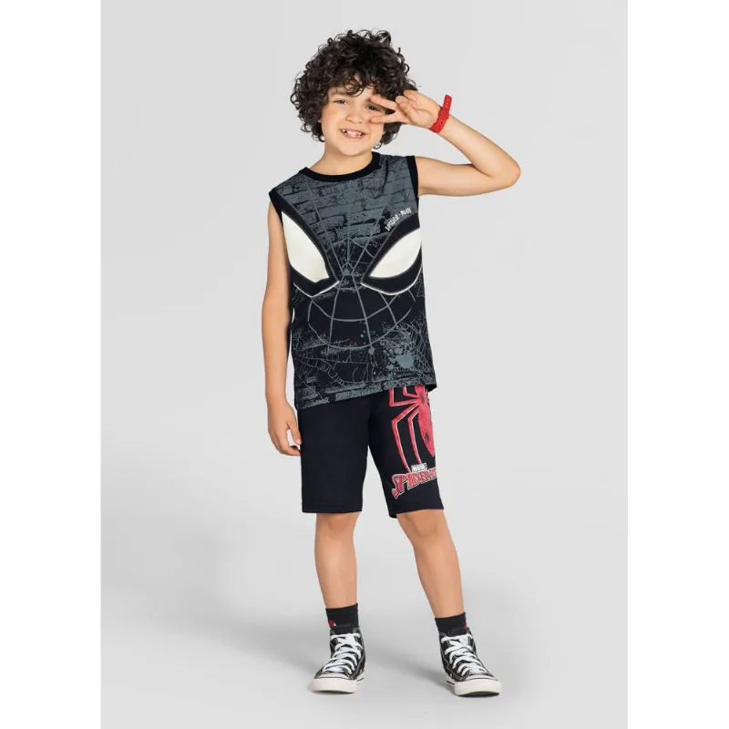 Bermuda infantil menino Homem Aranha Brandili Preto 8