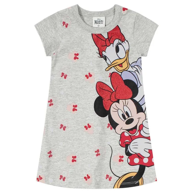 Vestido infantil menina Minnie Mouse Brandili Cinza 2