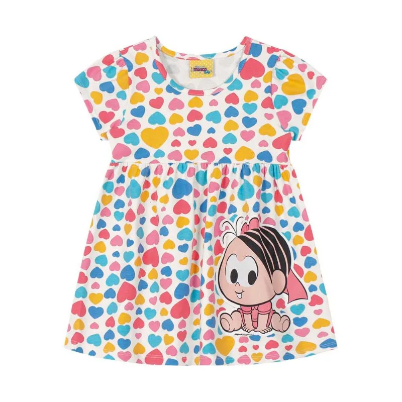 Vestido infantil menina Turma da Mônica baby Brandili Natural 1