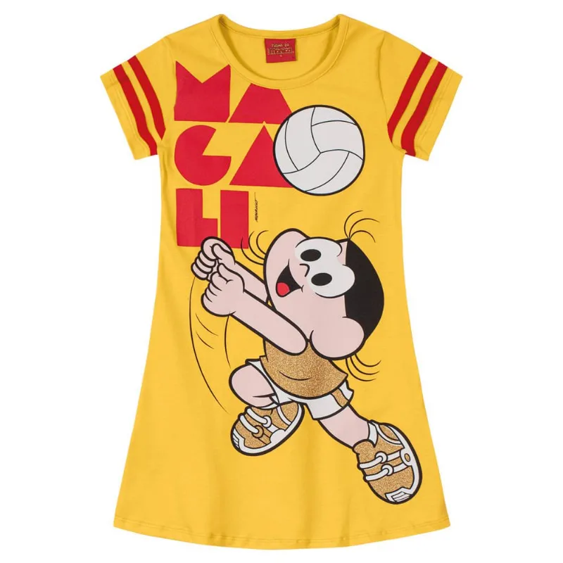 Vestido infantil menina Turma da Mônica Brandili Amarelo 6