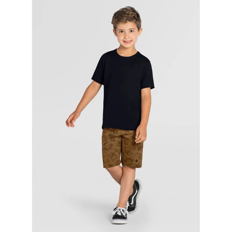 Bermuda infantil menino de video game Brandili Marrom 10