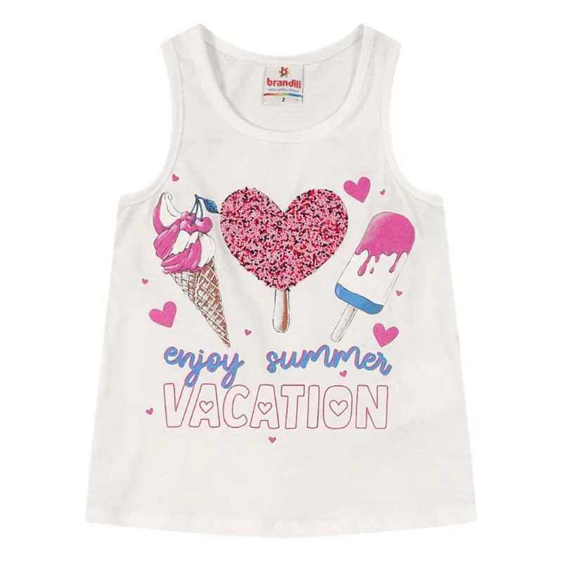 Blusa infantil menina sorvete Brandili Natural 1