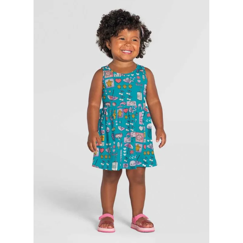 Vestido infantil menina de praia Brandili Azul 1