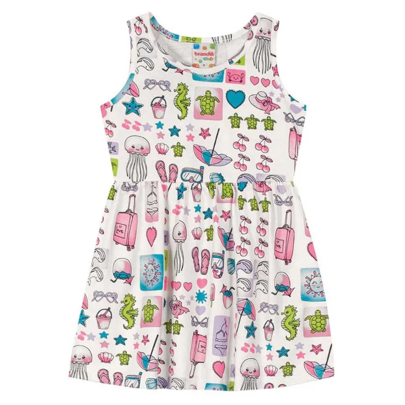 Vestido infantil menina de praia Brandili Natural 3