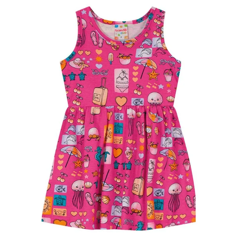 Vestido infantil menina de praia Brandili Rosa 4