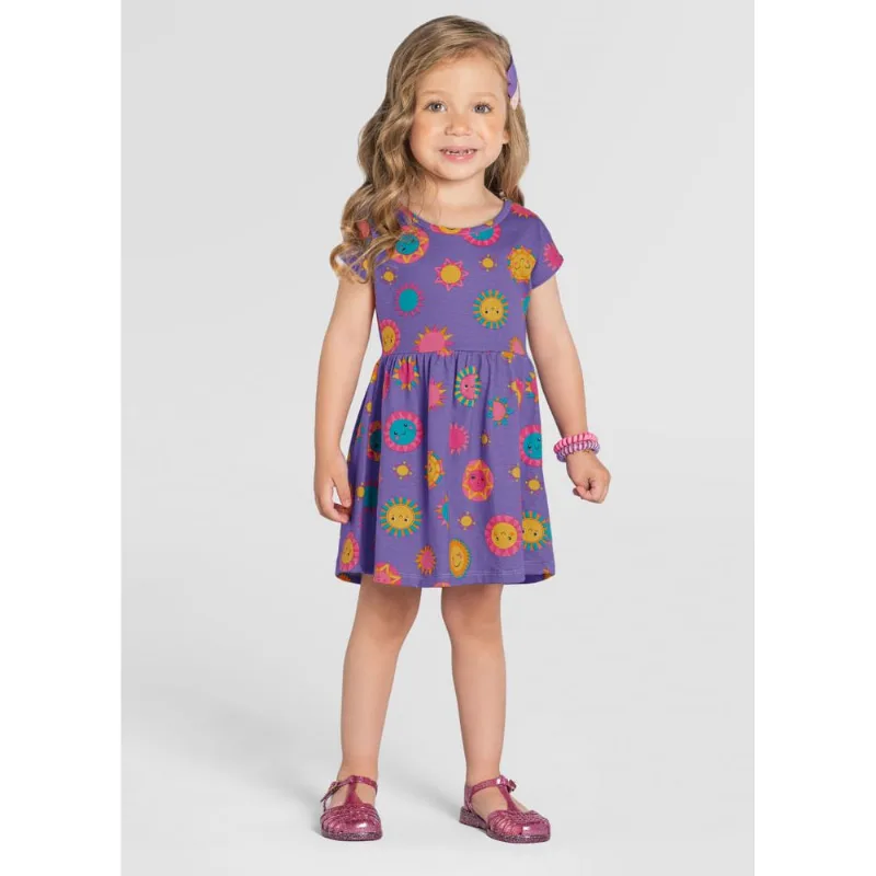 Vestido infantil menina de sol Brandili Lilás 2
