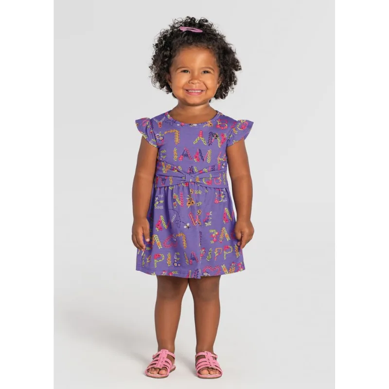 Vestido infantil menina flores Brandili Lilás 3