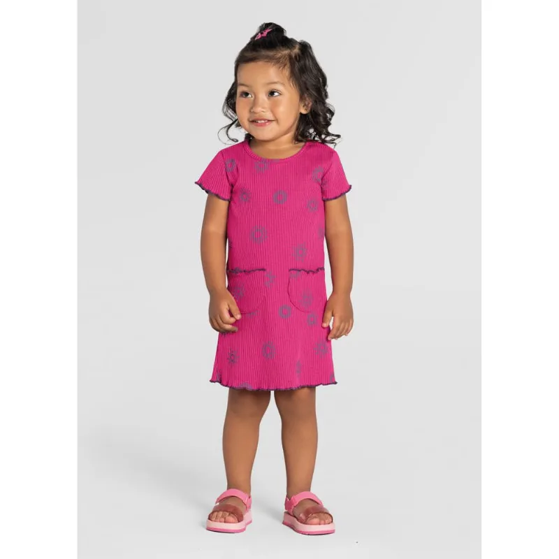 Vestido infantil menina sol Brandili Rosa 1