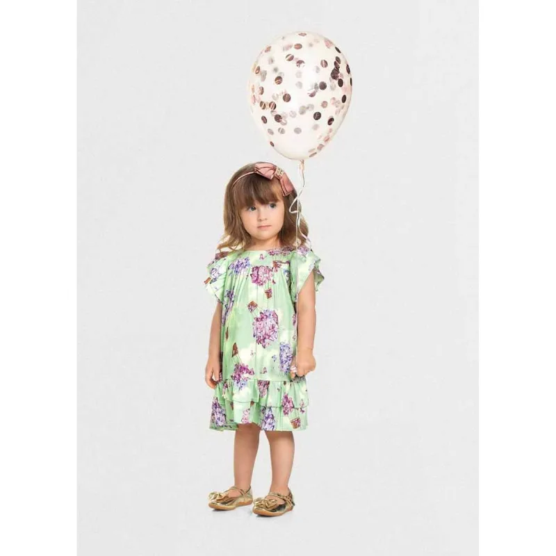Vestido infantil menina com flores Mundi Verde 6
