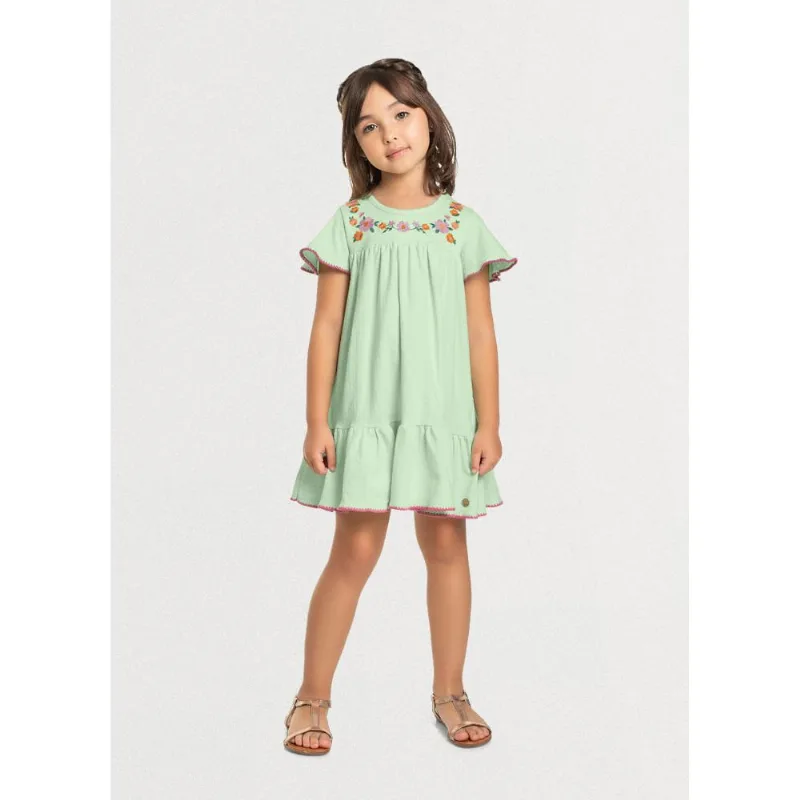 Vestido infantil menina com flores Mundi Verde 10