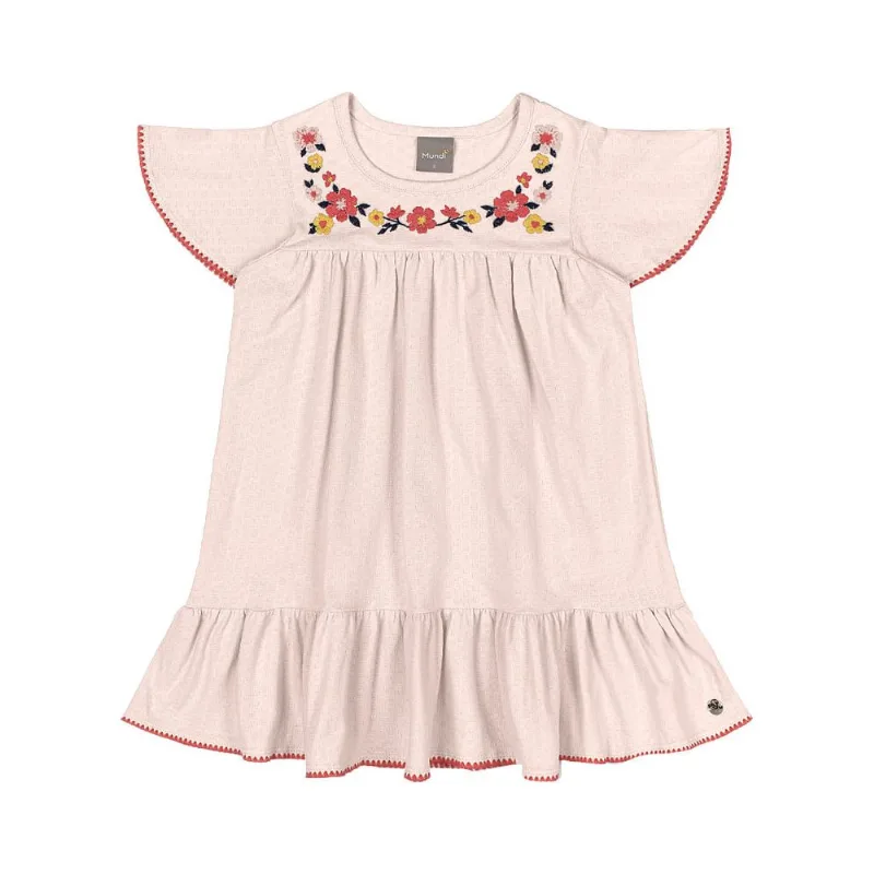 Vestido infantil menina com flores Mundi Rosa 8