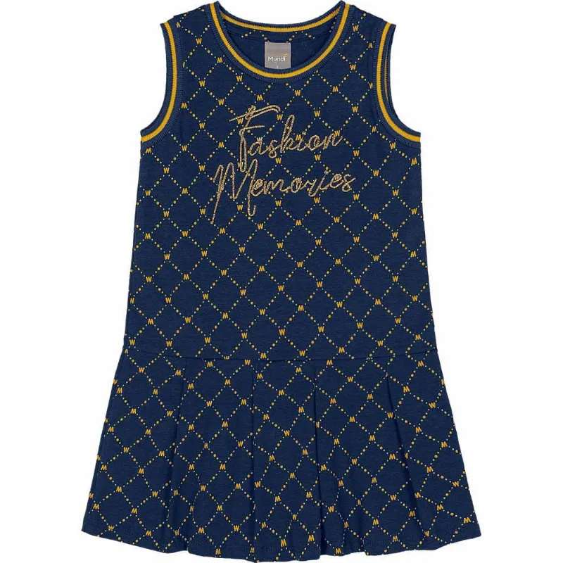 Vestido infantil menina quadriculado Mundi Azul 10
