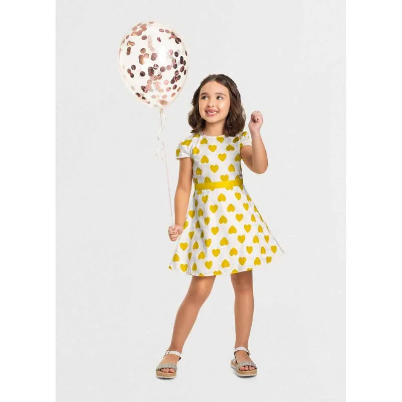 Vestido infantil menina com corações Mundi Natural 10