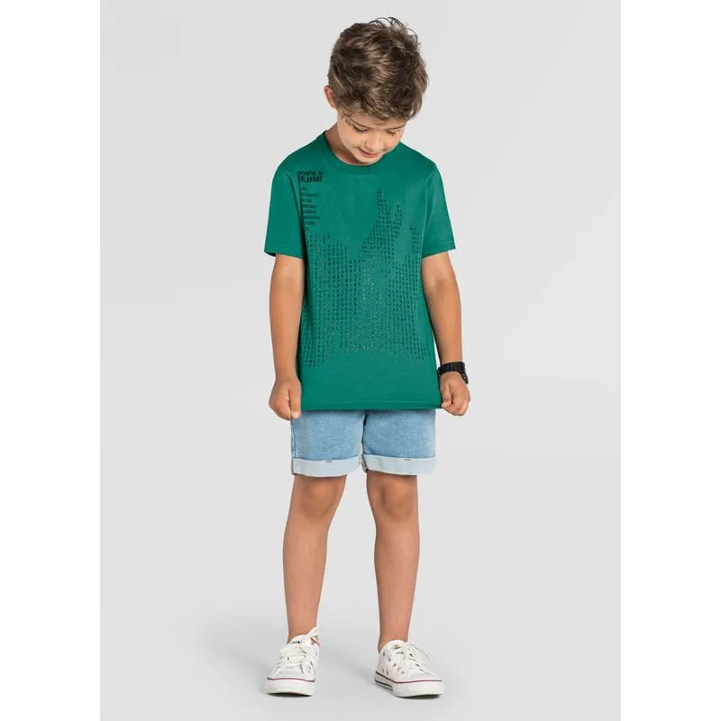 Camiseta infantil menino em malha de dinossauro Brandili Verde 8