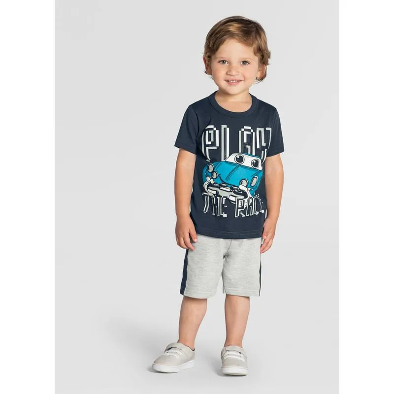 Camiseta infantil menino carro Brandili Cinza 3