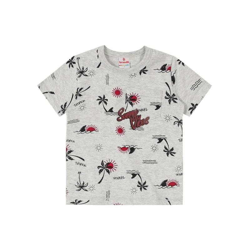 Camiseta infantil menino coqueiros Brandili Cinza 3