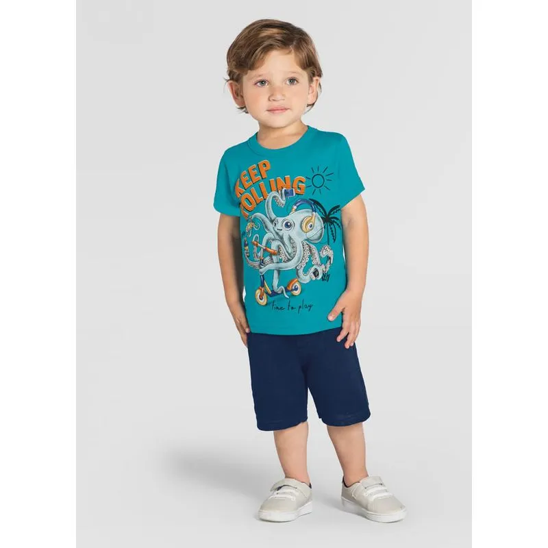 Camiseta infantil menino polvo Brandili Azul 2