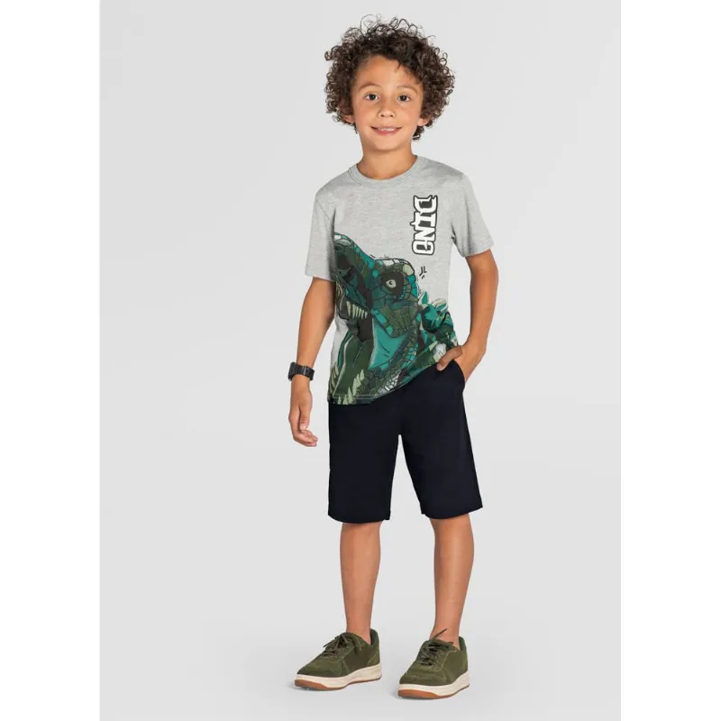 Conjunto infantil menino de dinossauro Brandili Cinza 10