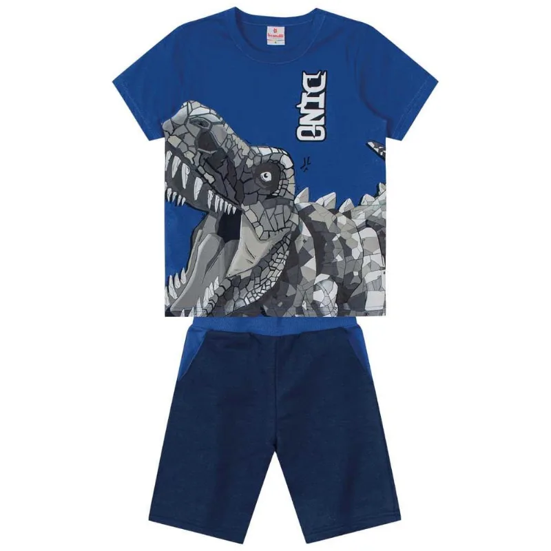 Conjunto infantil menino de dinossauro Brandili Azul 8