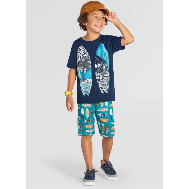 Conjunto infantil menino de surf Brandili Azul 6