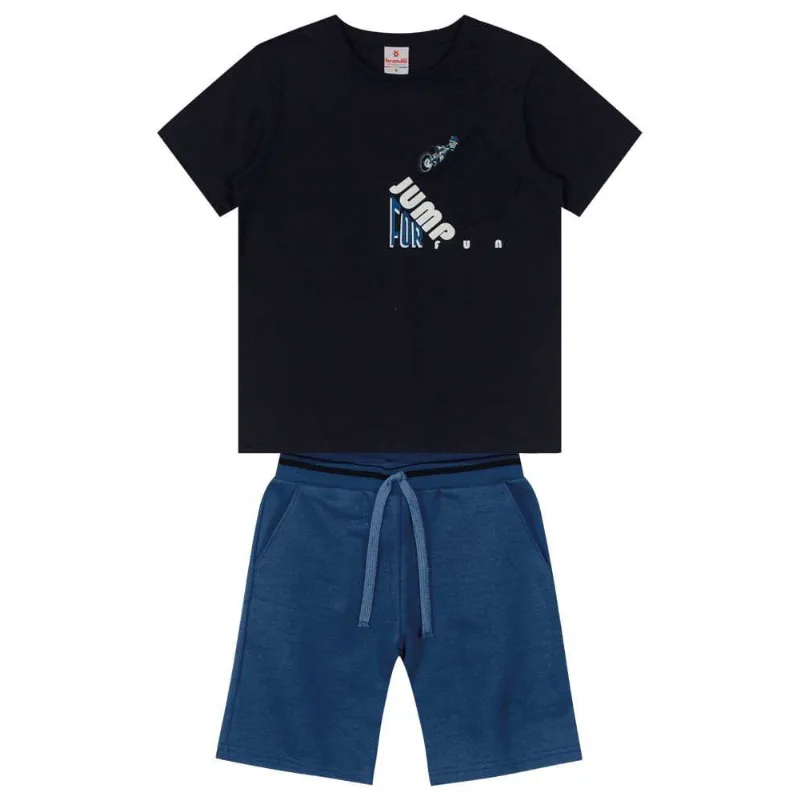 Conjunto infantil menino moto Brandili Preto 6