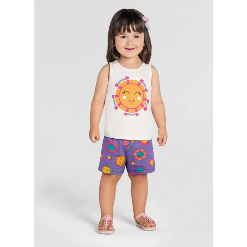 Conjunto infantil menina de sol Brandili Natural 1