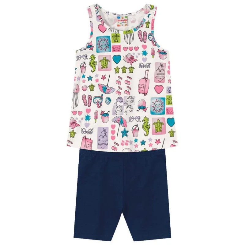 Conjunto infantil menina de praia Brandili Natural 1