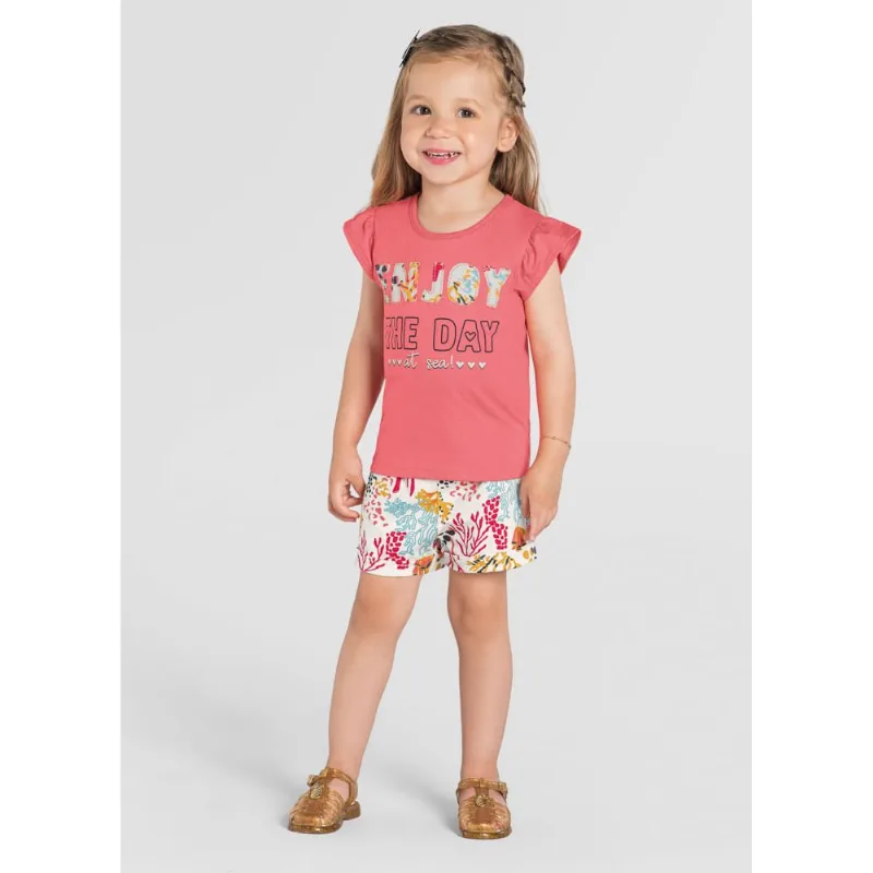 Conjunto infantil menina fundo do mar Brandili Rosa 3
