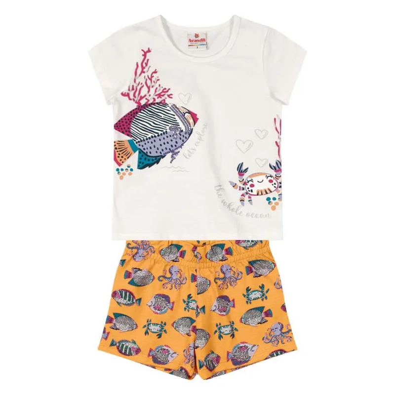 Conjunto infantil menina peixinhos Brandili Natural 1