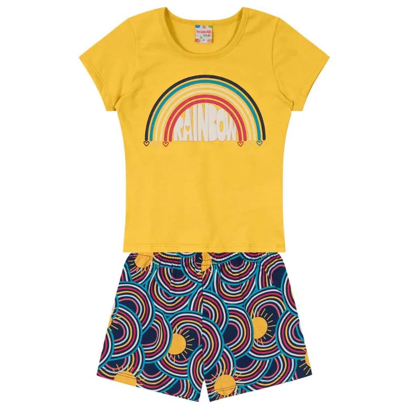 Conjunto infantil menina de arco-íris Brandili Amarelo 10