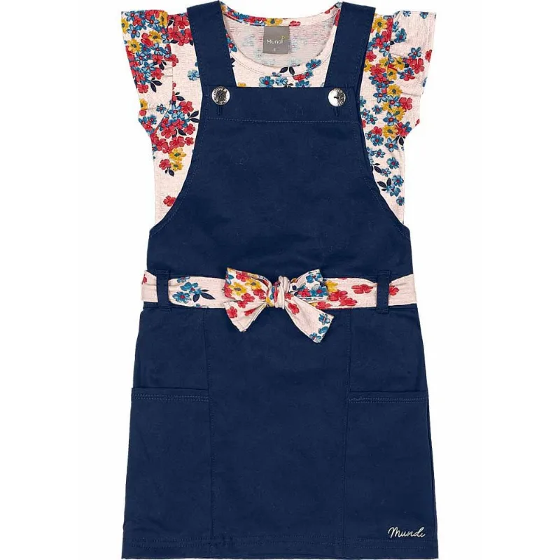 Salopete e blusa infantil menina flores Mundi Rosa 14