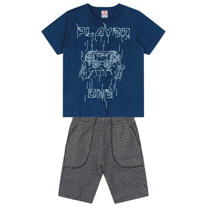 Conjunto infantil menino de vídeo game Brandili Azul 18