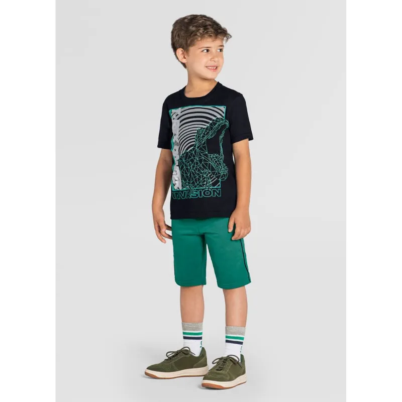 Conjunto infantil menino de dinossauro Brandili Preto 12