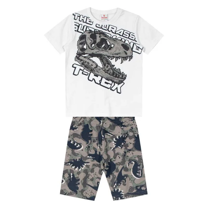 Conjunto infantil menino de dinossauro Brandili Branco 12