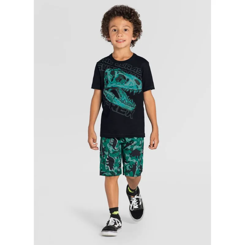 Conjunto infantil menino de dinossauro Brandili Preto 18