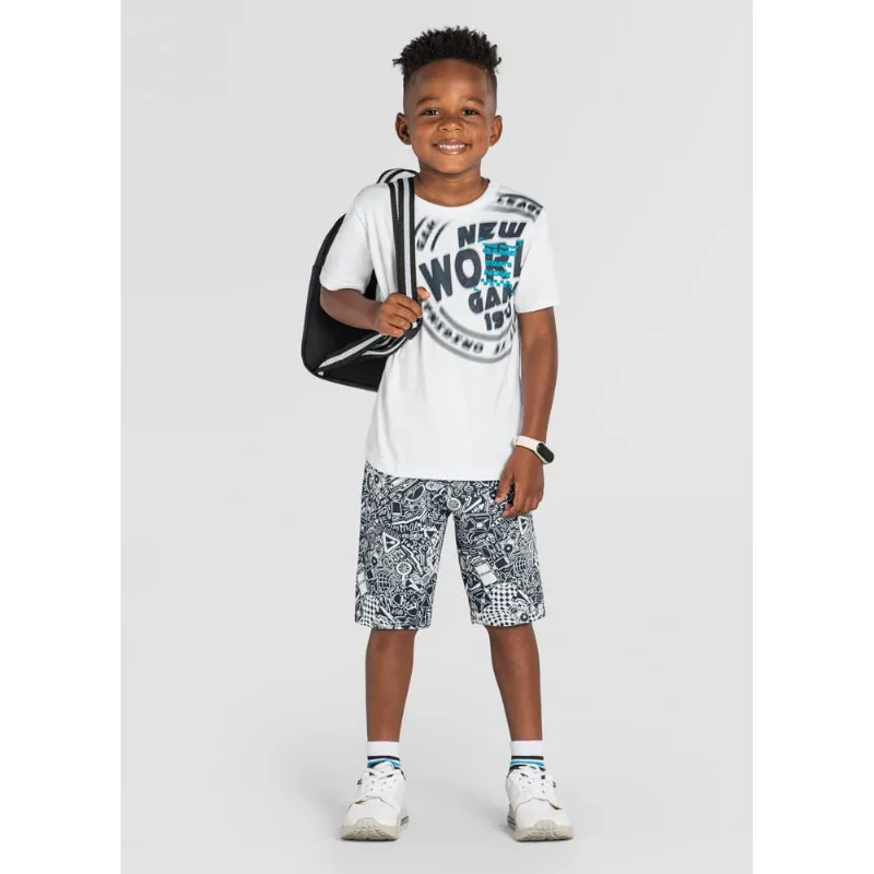 Conjunto infantil menino de corrida Brandili Branco 14